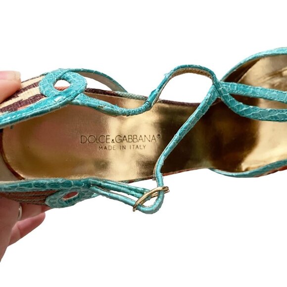 New Dolce&Gabbana Floral Closed Toe Strappy High Heels - Picture 7 of 9